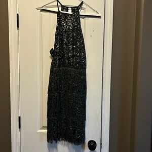 Sexy black lace/fringe dress